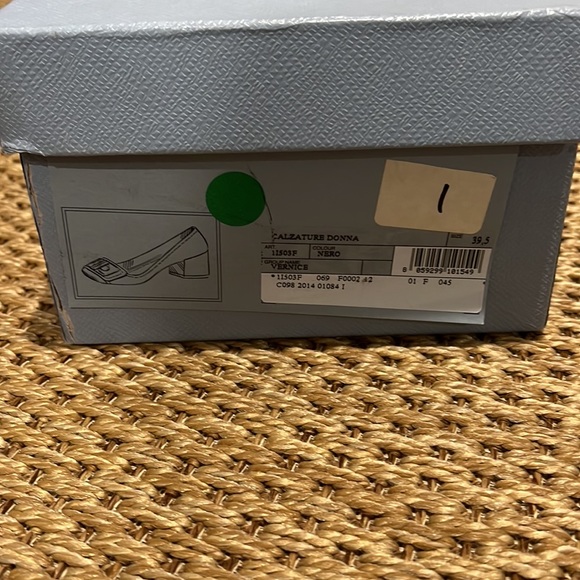 Prada Vernice Black Patent block heel pump w/silver buckle and 2 inch heel - Picture 13 of 13